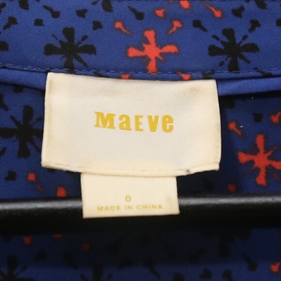MAEVE Anthropologie Eva Wrap Novelty Print High-Low  Pocket Blouse Size 0 - Picture 5 of 8